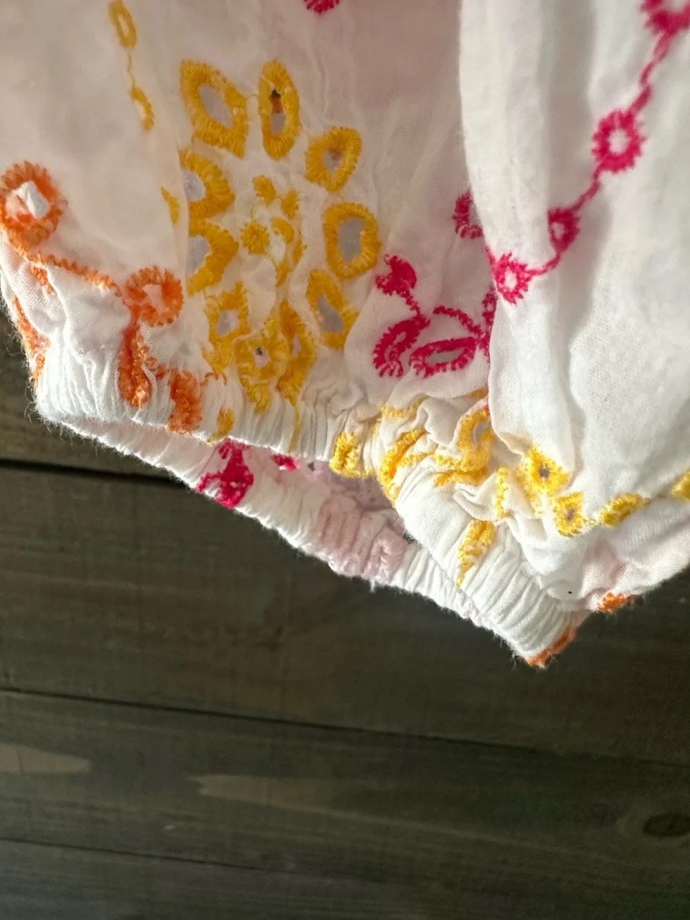 MAEVE White Embroidered Peasant Blouse with Pink & Yellow Floral Accents